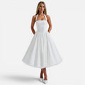 Magnolia | Backless Corset Halter Midi Dress