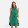 Ursula | Halter Neck Tie Waist Mini Dress