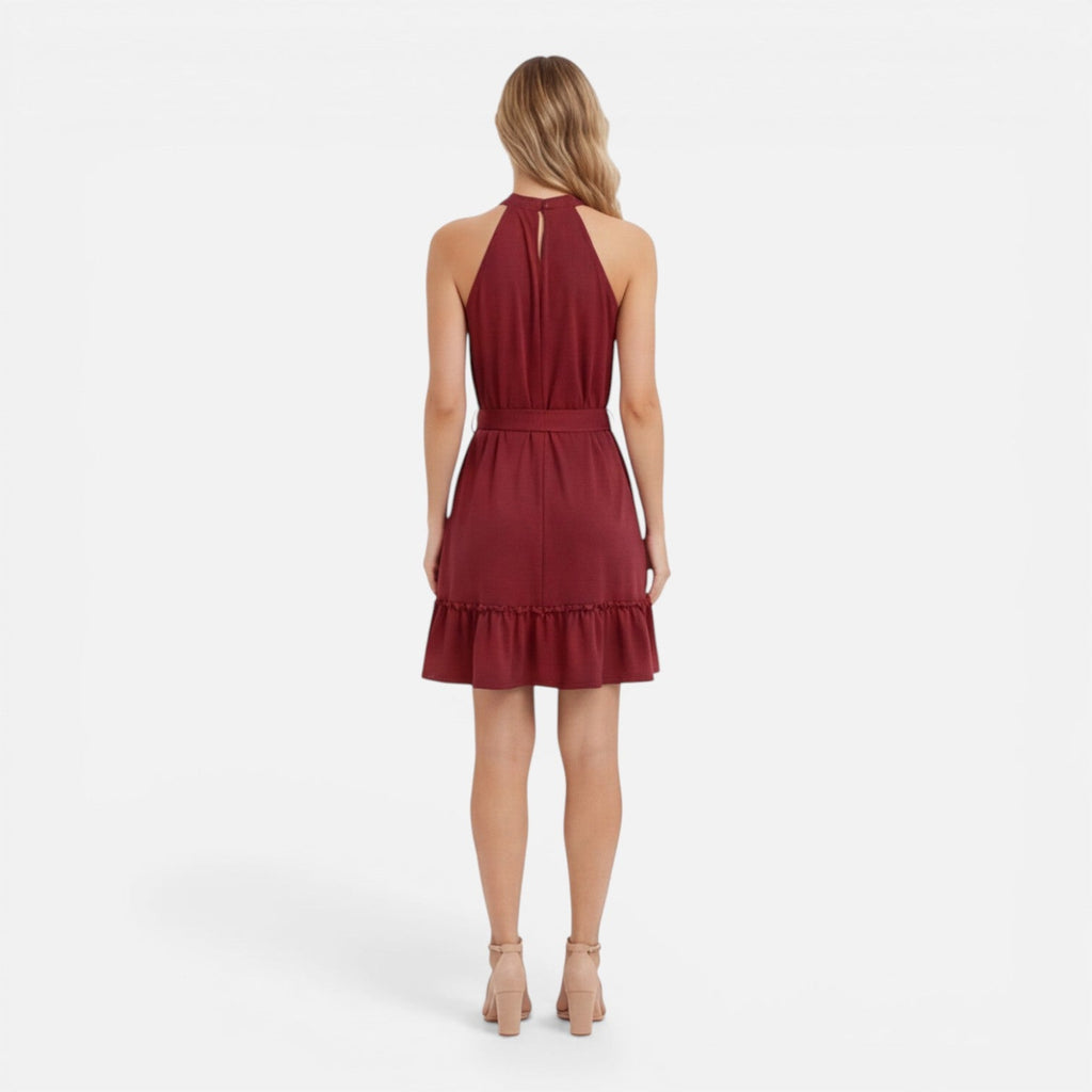 Ursula | Halter Neck Tie Waist Mini Dress