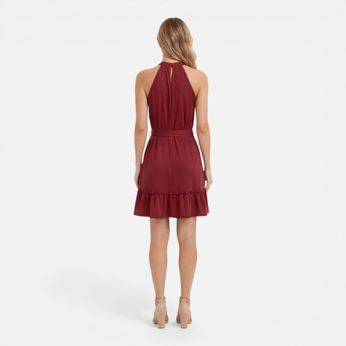 Ursula | Halter Neck Tie Waist Mini Dress