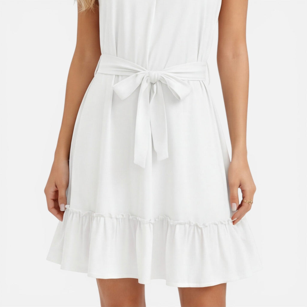 Ursula | Halter Neck Tie Waist Mini Dress