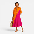 Portia | Color-Block Collared Midi Dress