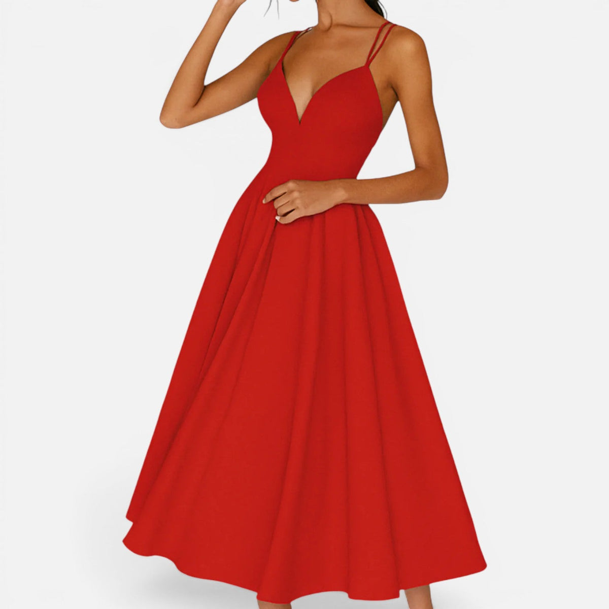 Nadia | Open-Back Flowing Waist Midi Dress
