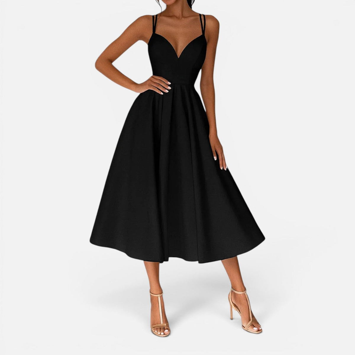 Nadia | Open-Back Flowing Waist Midi Dress