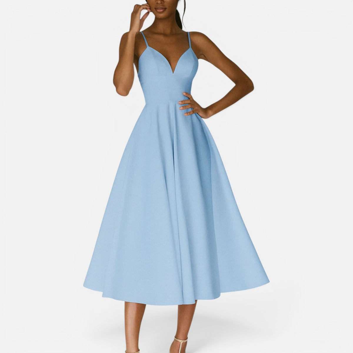 Nadia | Open-Back Flowing Waist Midi Dress