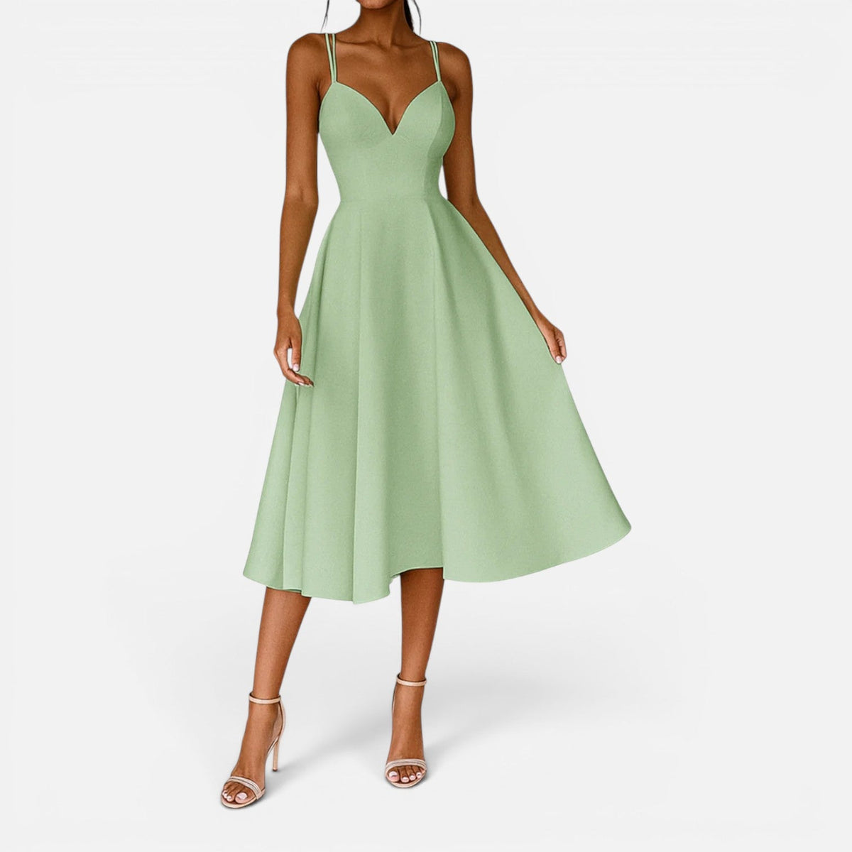 Nadia | Open-Back Flowing Waist Midi Dress