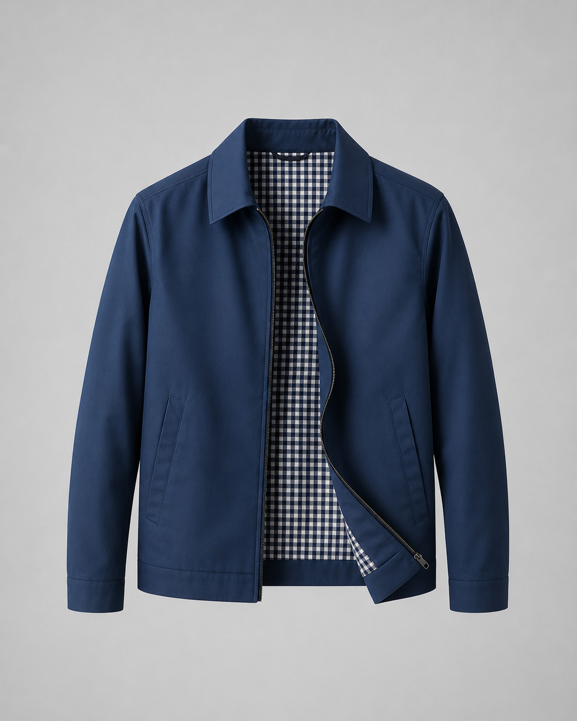 Piers | Lightweight Harrington Jacket with Check Lining