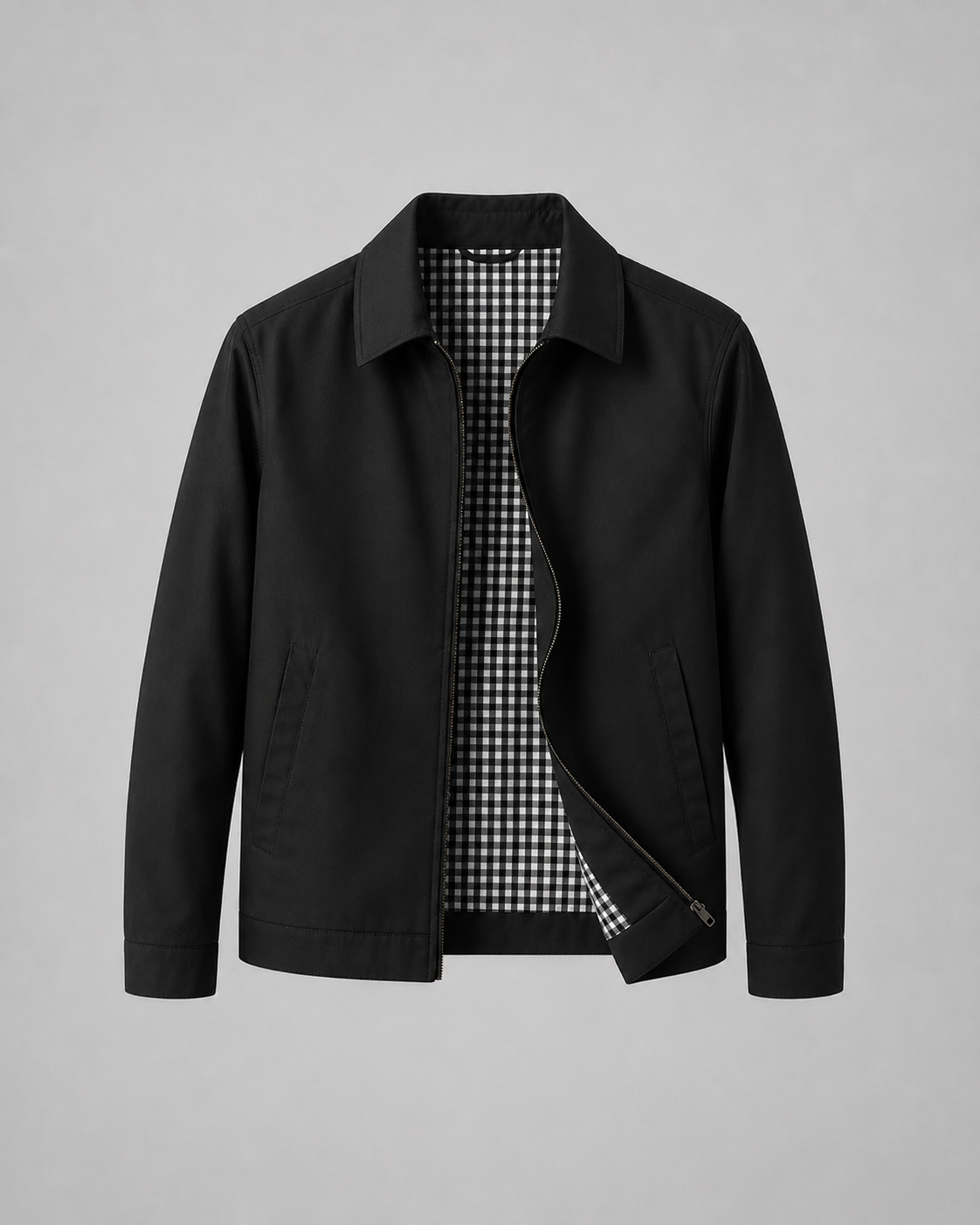 Piers | Lightweight Harrington Jacket with Check Lining