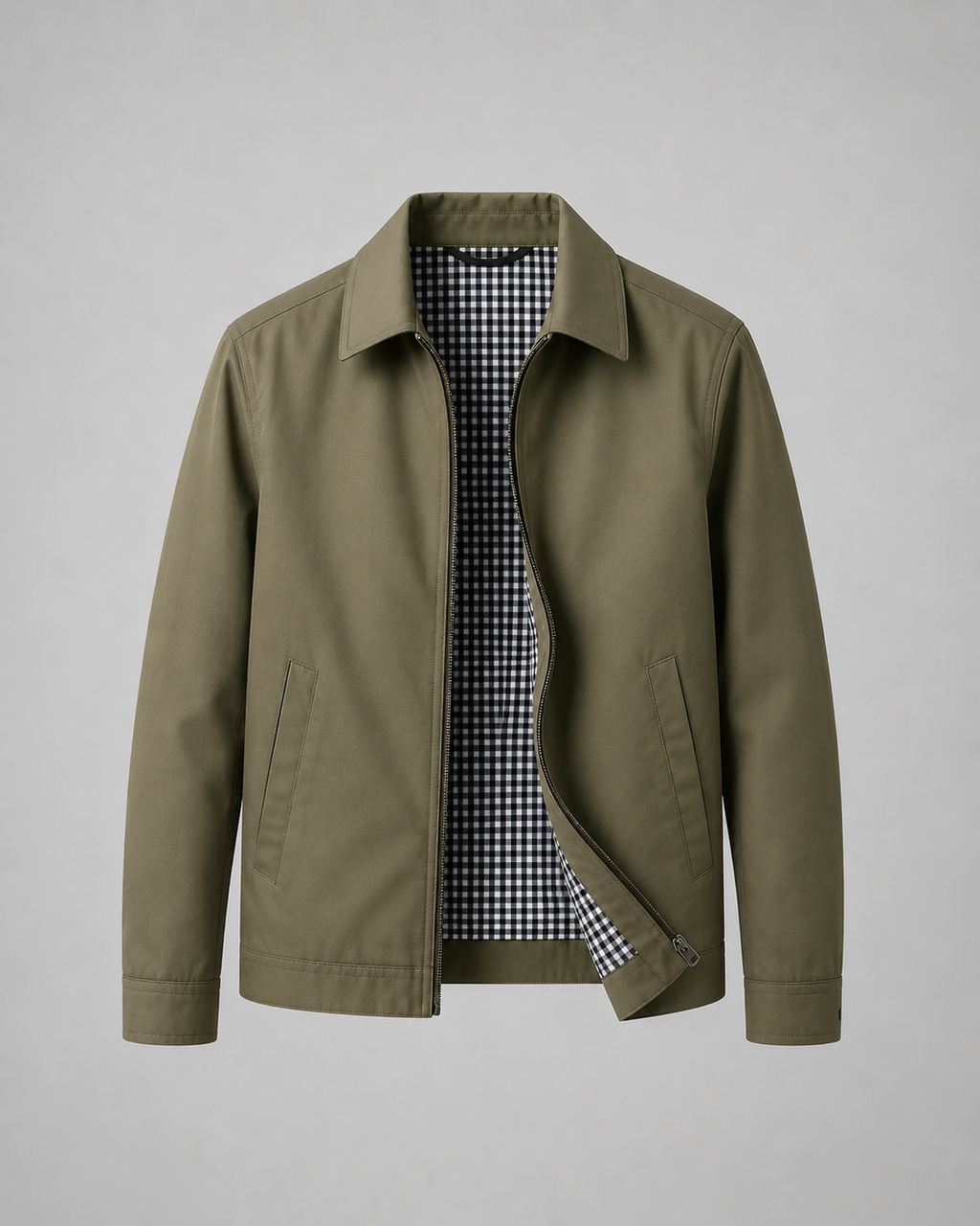 Piers | Lightweight Harrington Jacket with Check Lining