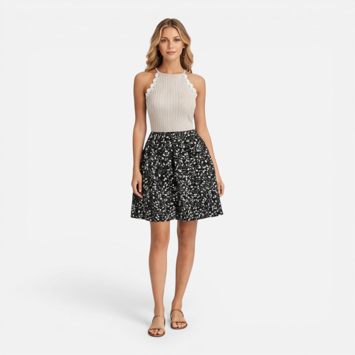 Ava | Slim Fit Lace Trim Dress
