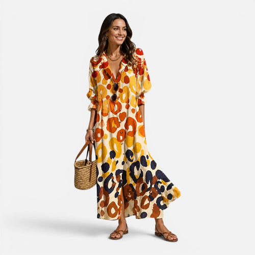 Celeste | Bohemian Button-Front Maxi Dress