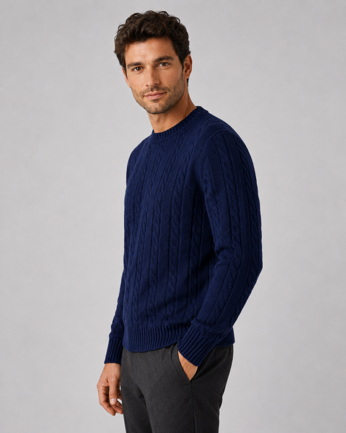 Jarl | Cable Knit Crew Neck Sweater