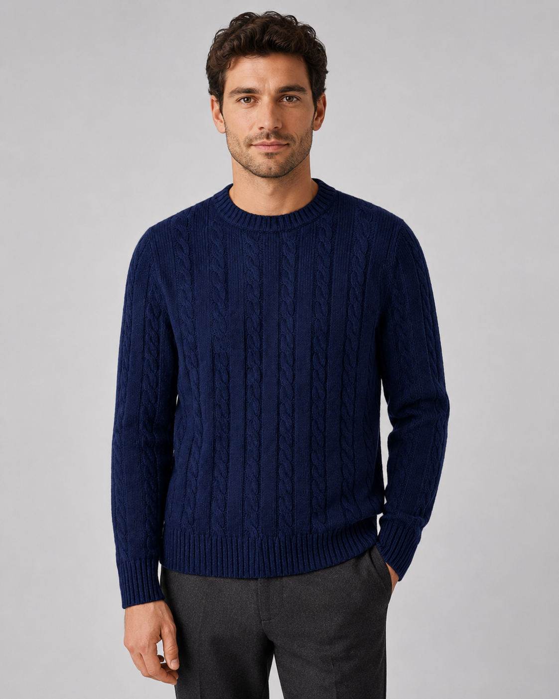 Jarl | Cable Knit Crew Neck Sweater