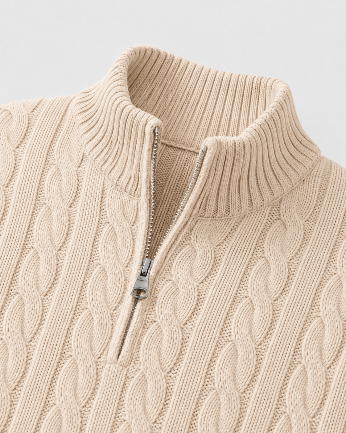 Konrad | Cable Knit Quarter-Zip Mock Neck Sweater