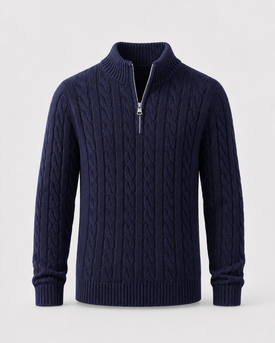 Konrad | Cable Knit Quarter-Zip Mock Neck Sweater
