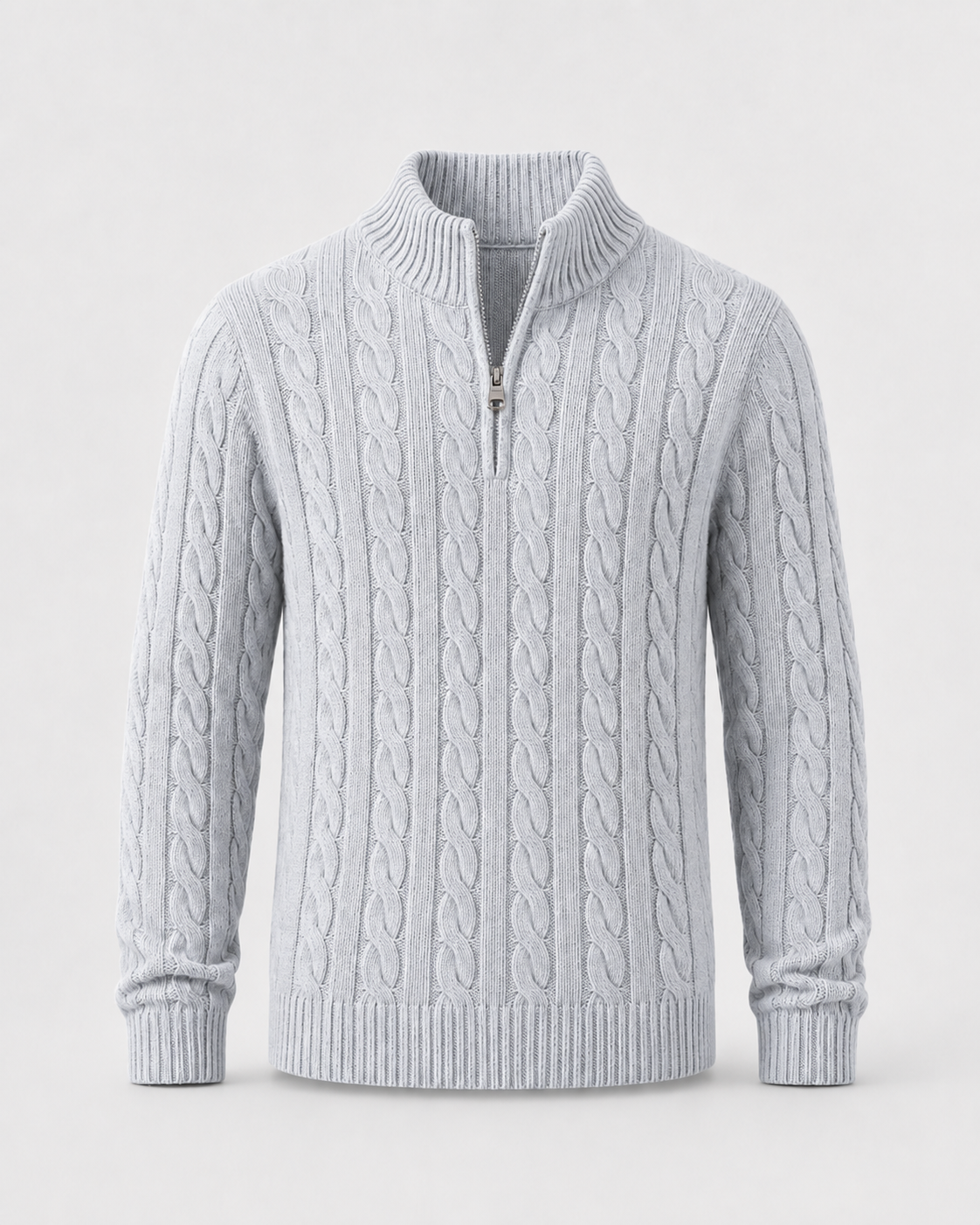 Konrad | Cable Knit Quarter-Zip Mock Neck Sweater