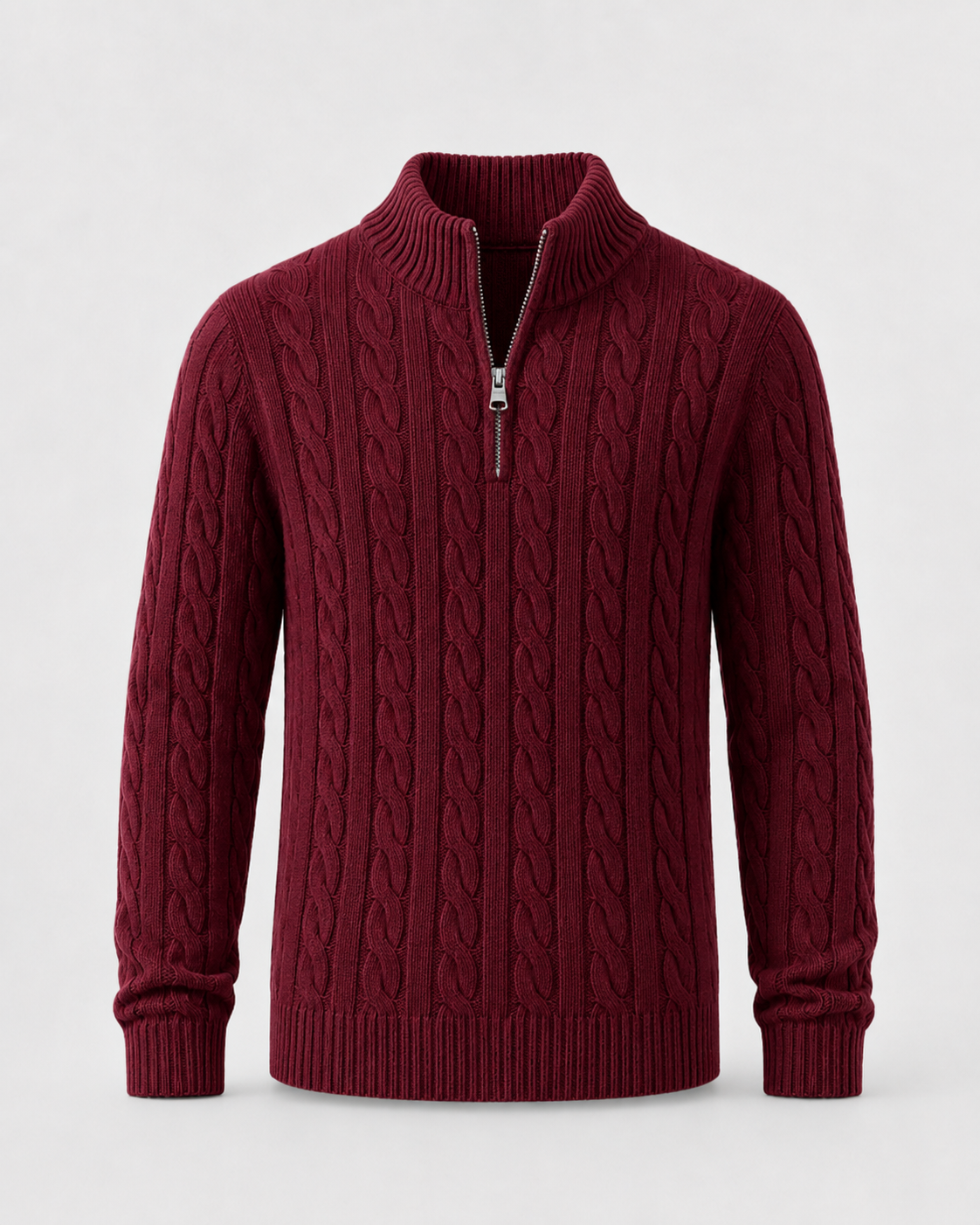 Konrad | Cable Knit Quarter-Zip Mock Neck Sweater