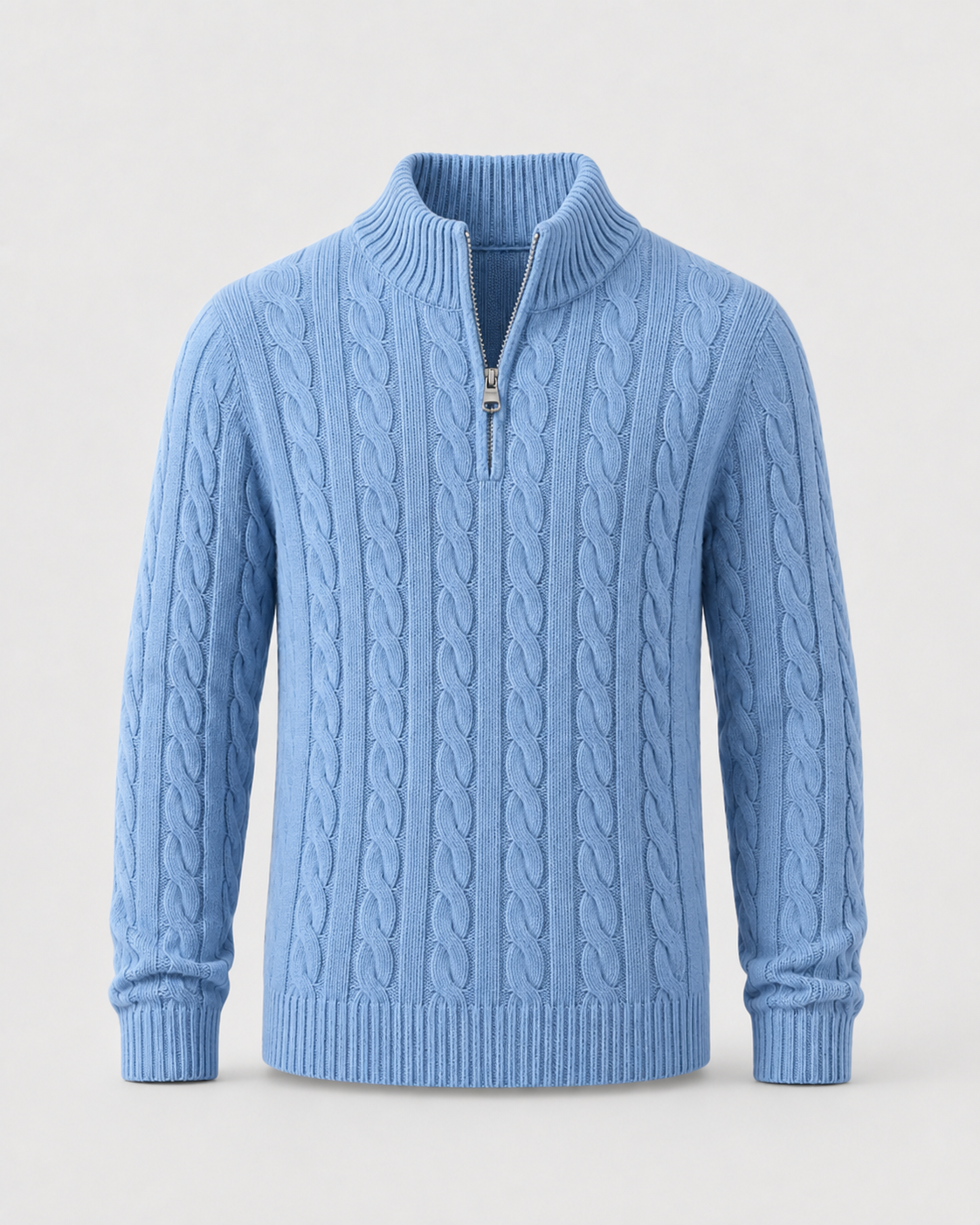 Konrad | Cable Knit Quarter-Zip Mock Neck Sweater