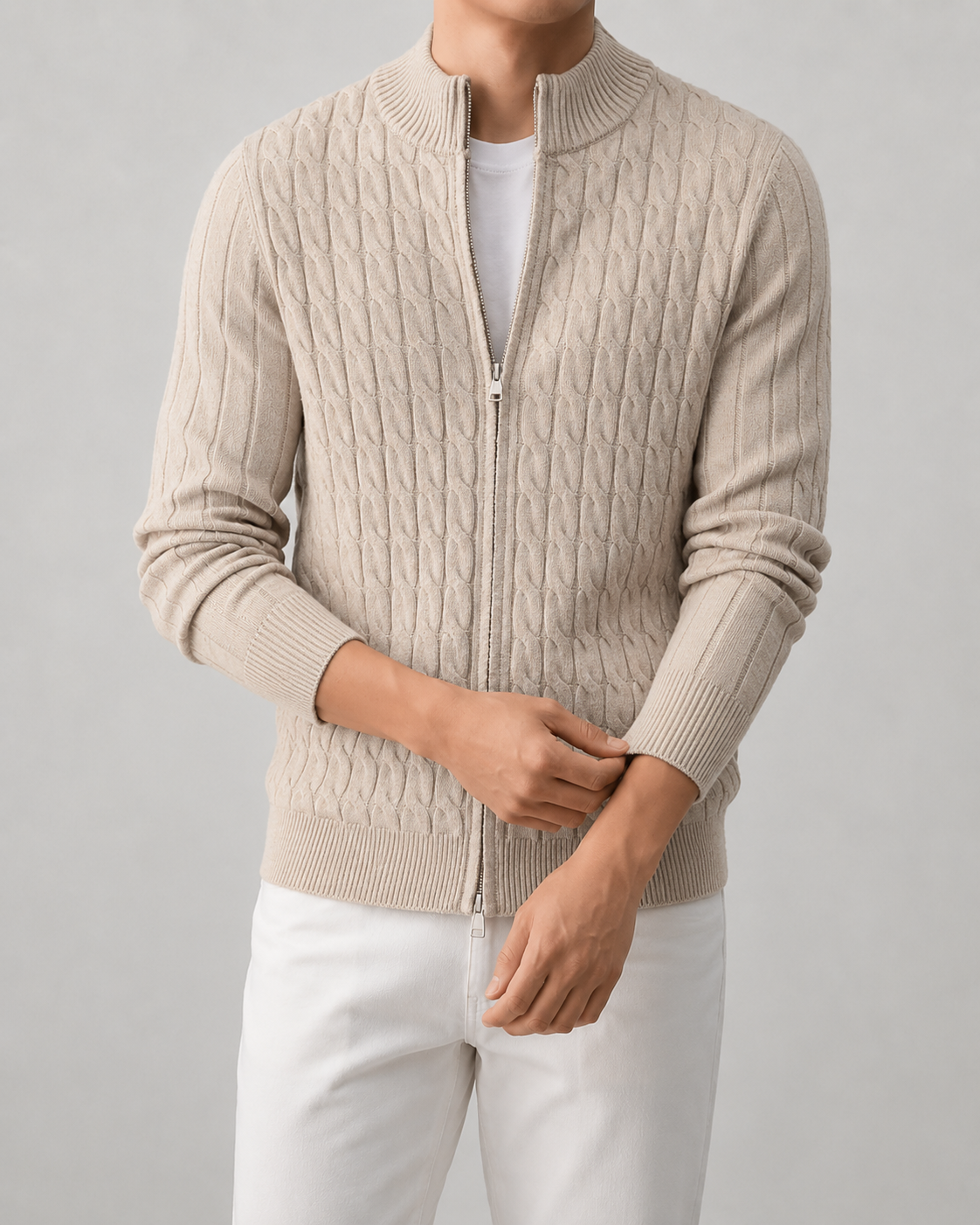 Zane | Cable Knit Zip Cardigan