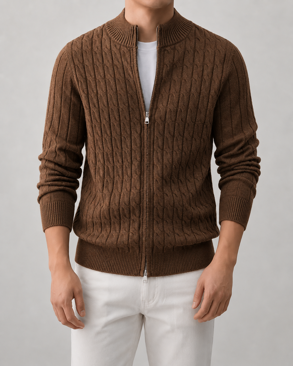 Zane | Cable Knit Zip Cardigan