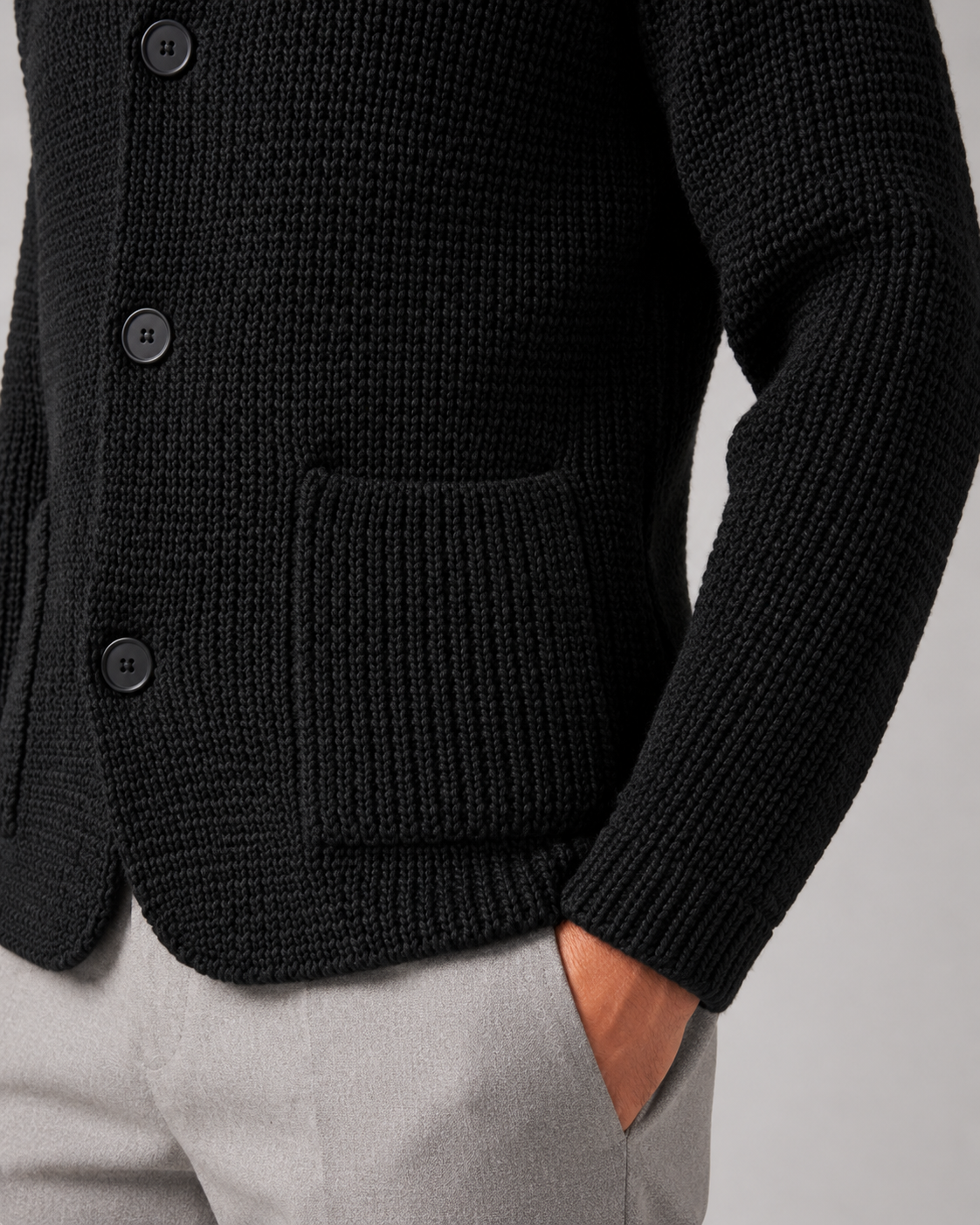 Ewan | Chunky Knit Cardigan with Stand Collar