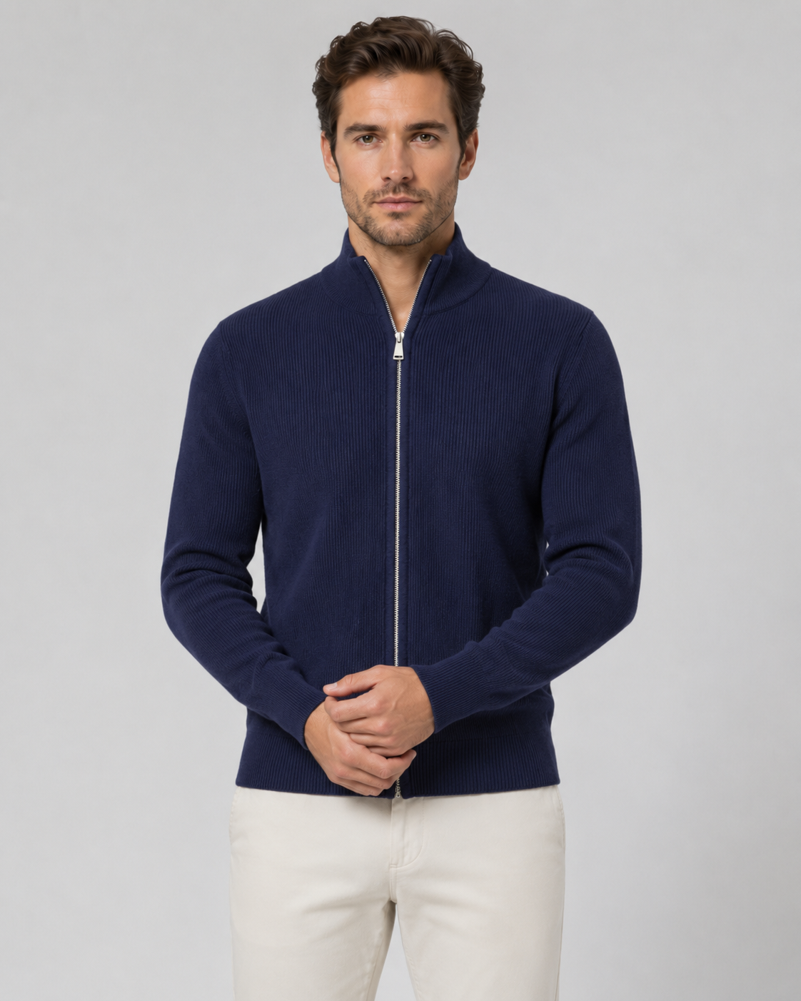 Wolfgang | Full-Zip Knit Cardigan with Stand Collar