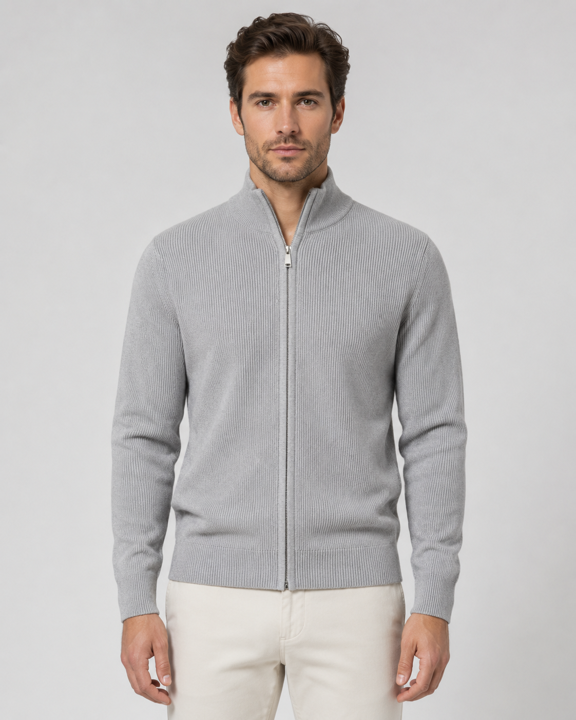 Wolfgang | Full-Zip Knit Cardigan with Stand Collar