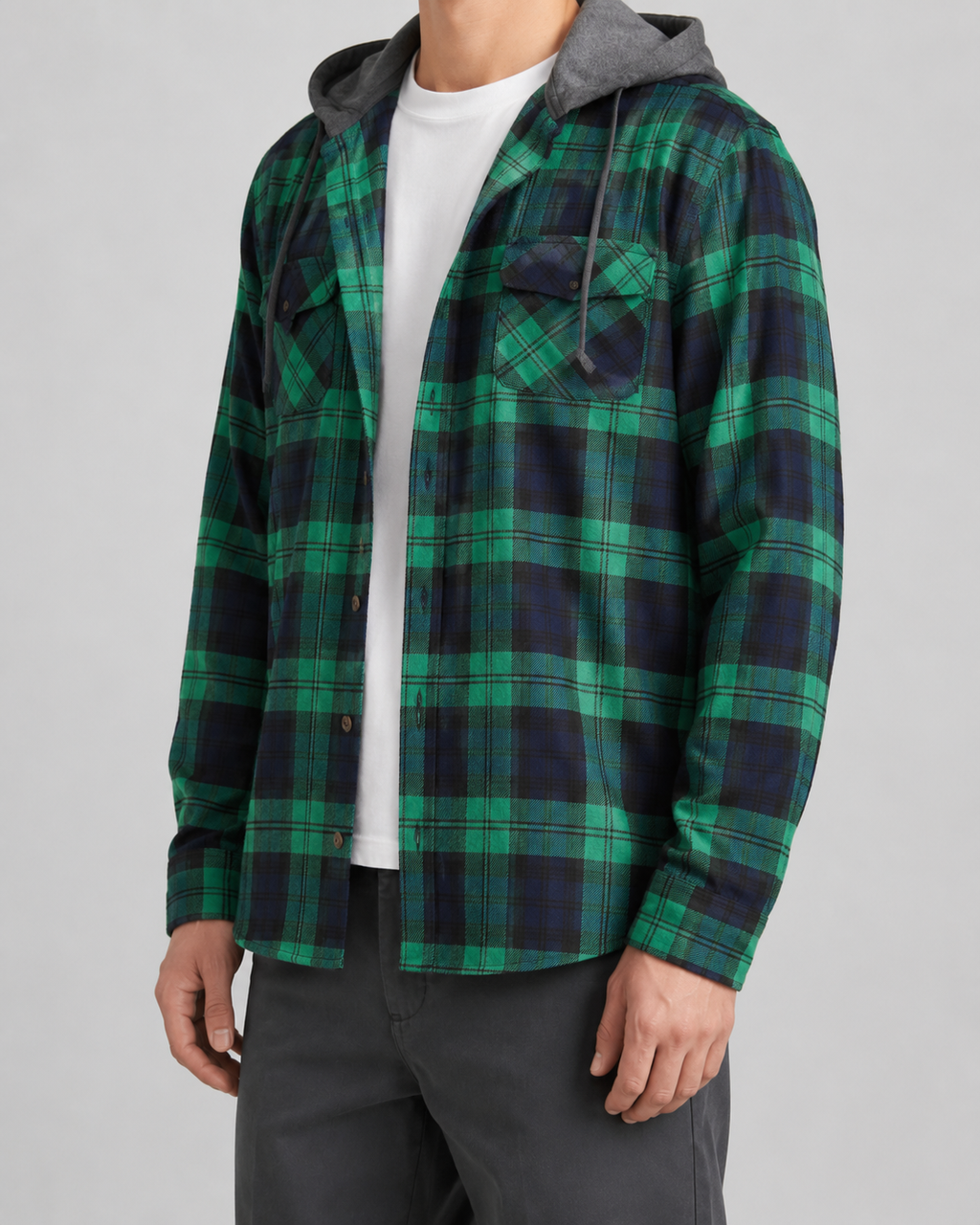 Yorick | Hooded Check Overshirt