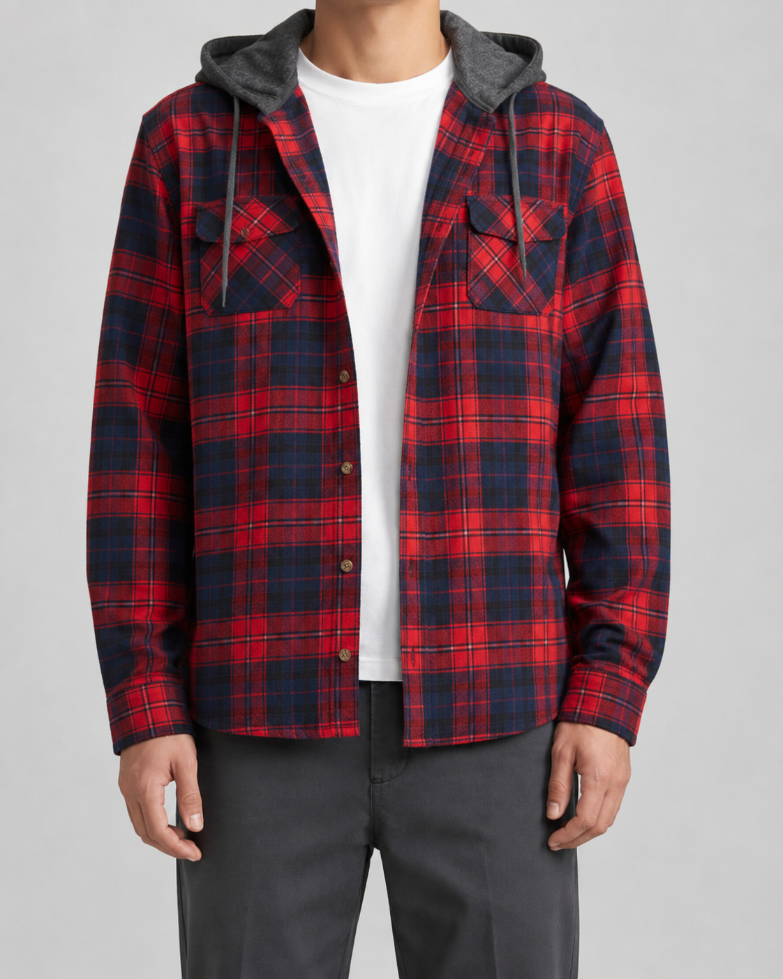 Yorick | Hooded Check Overshirt