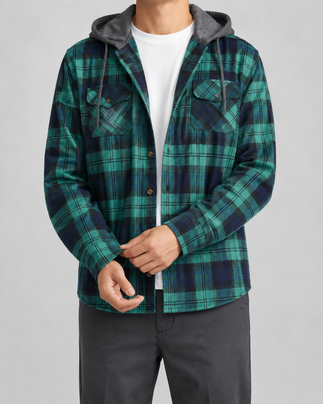 Yorick | Hooded Check Overshirt