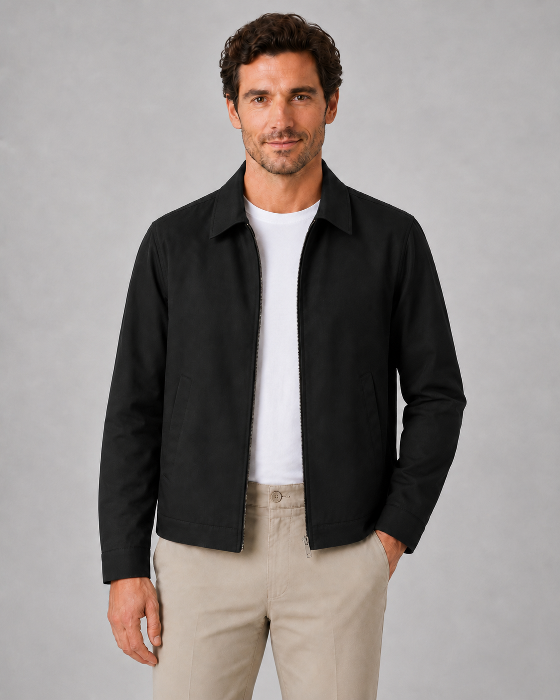Piers | Lightweight Harrington Jacket with Check Lining