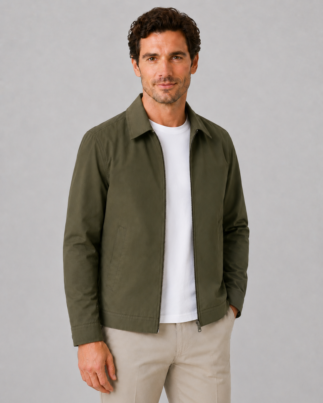 Piers | Lightweight Harrington Jacket with Check Lining