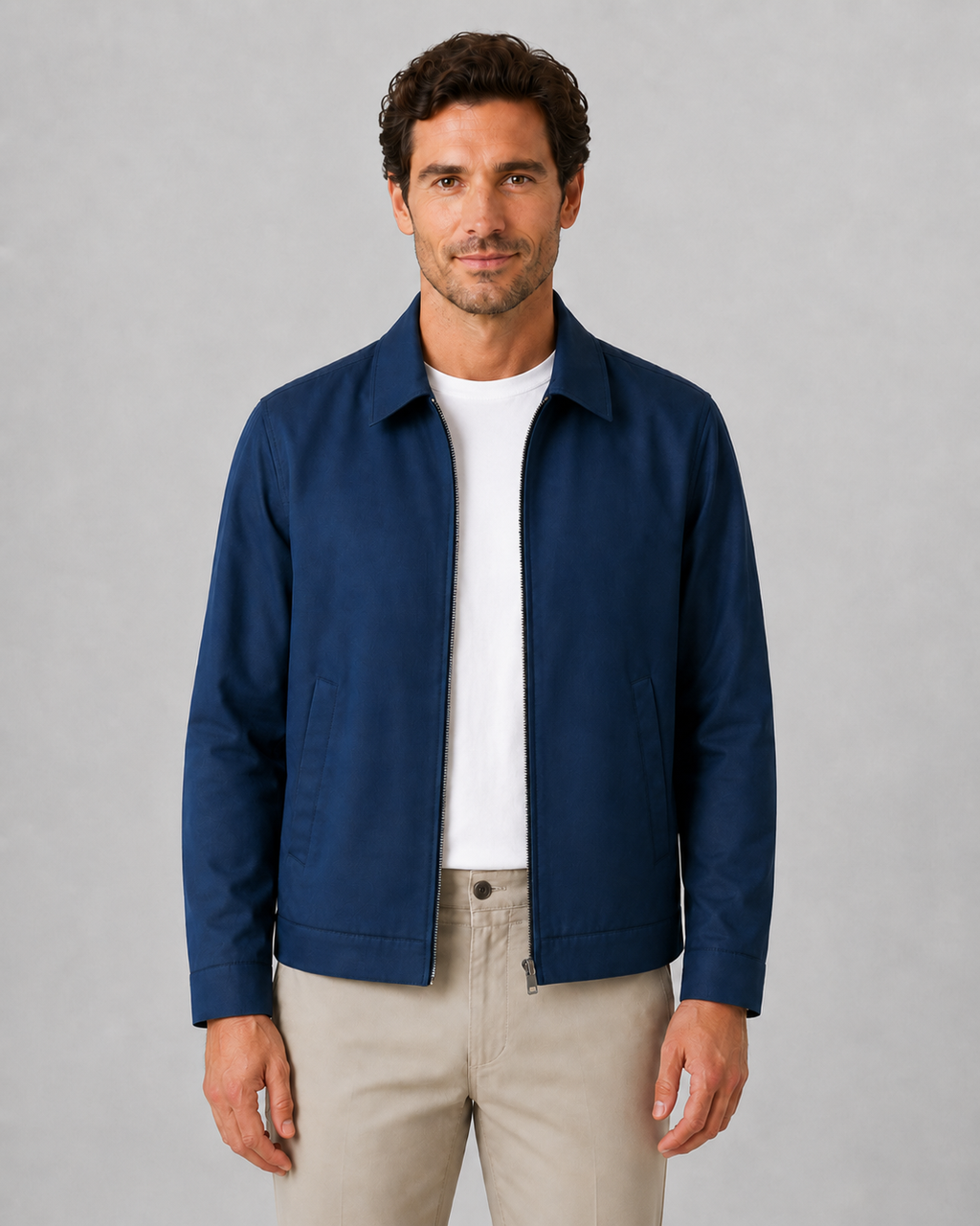 Piers | Lightweight Harrington Jacket with Check Lining
