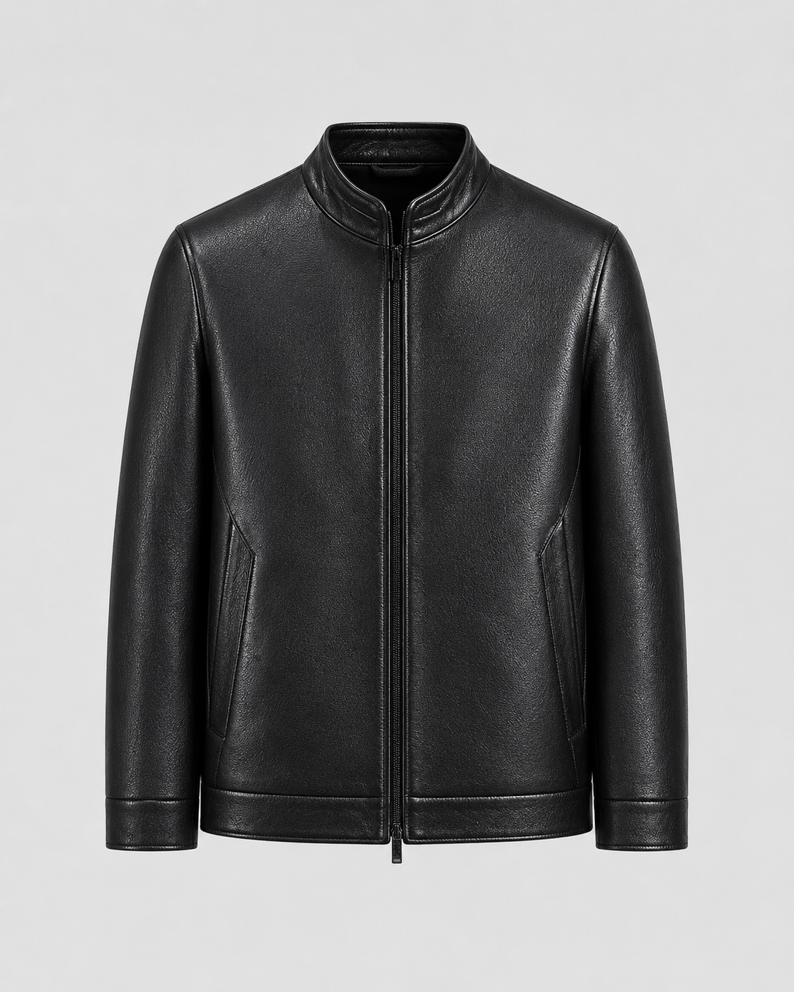 Norwood | PU Leather Stand Collar Zip Jacket