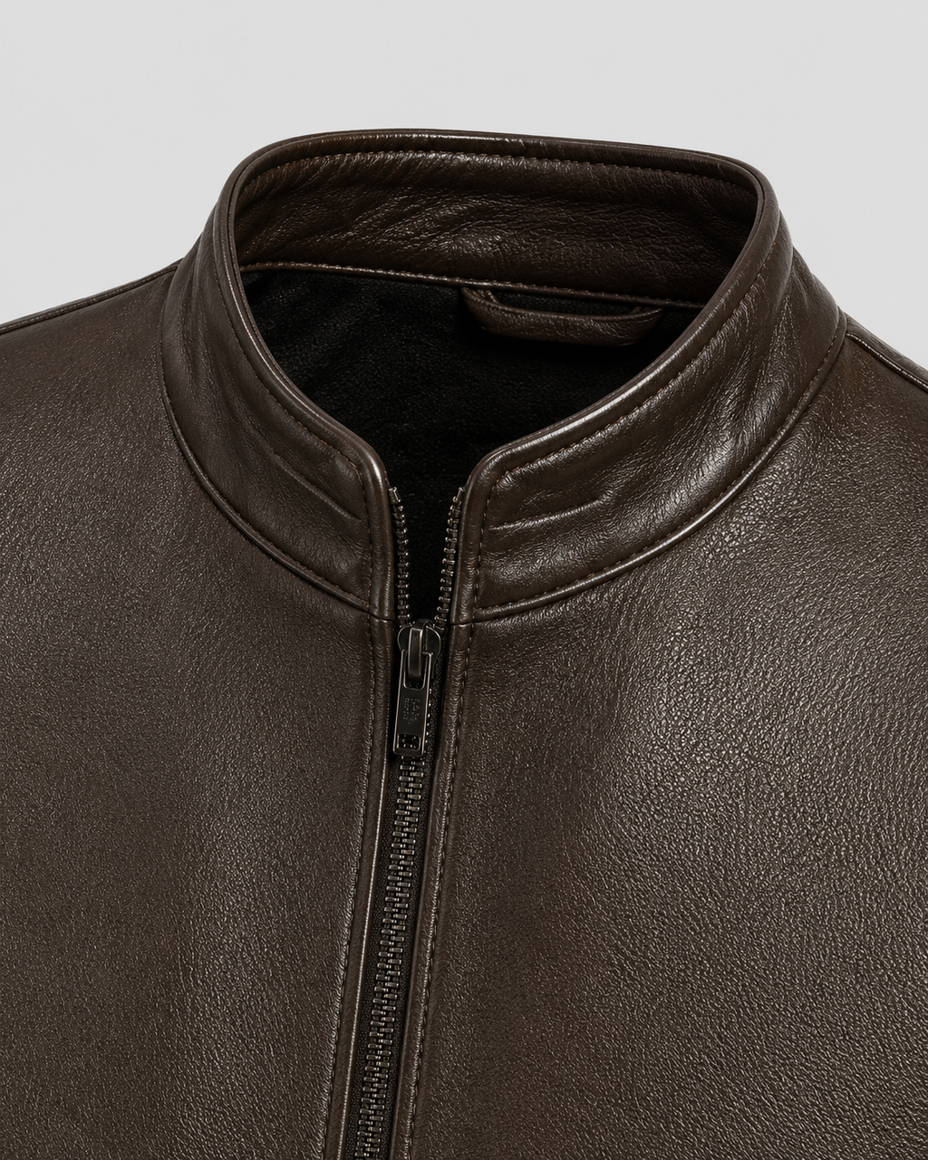 Norwood | PU Leather Stand Collar Zip Jacket