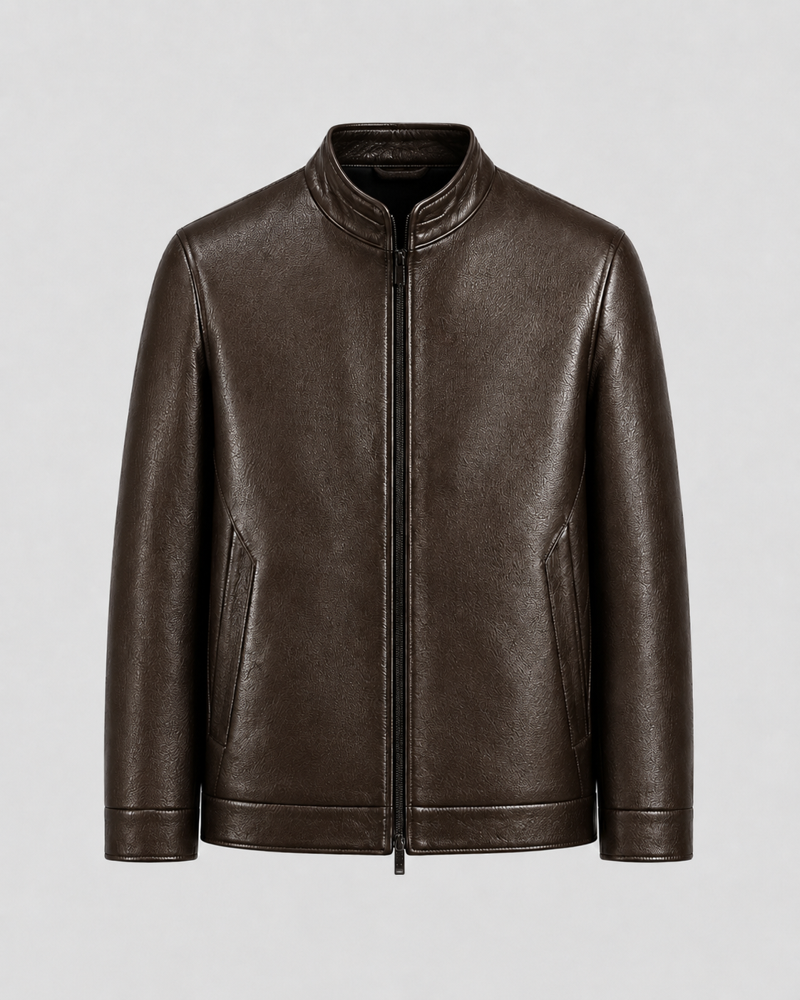 Norwood | PU Leather Stand Collar Zip Jacket