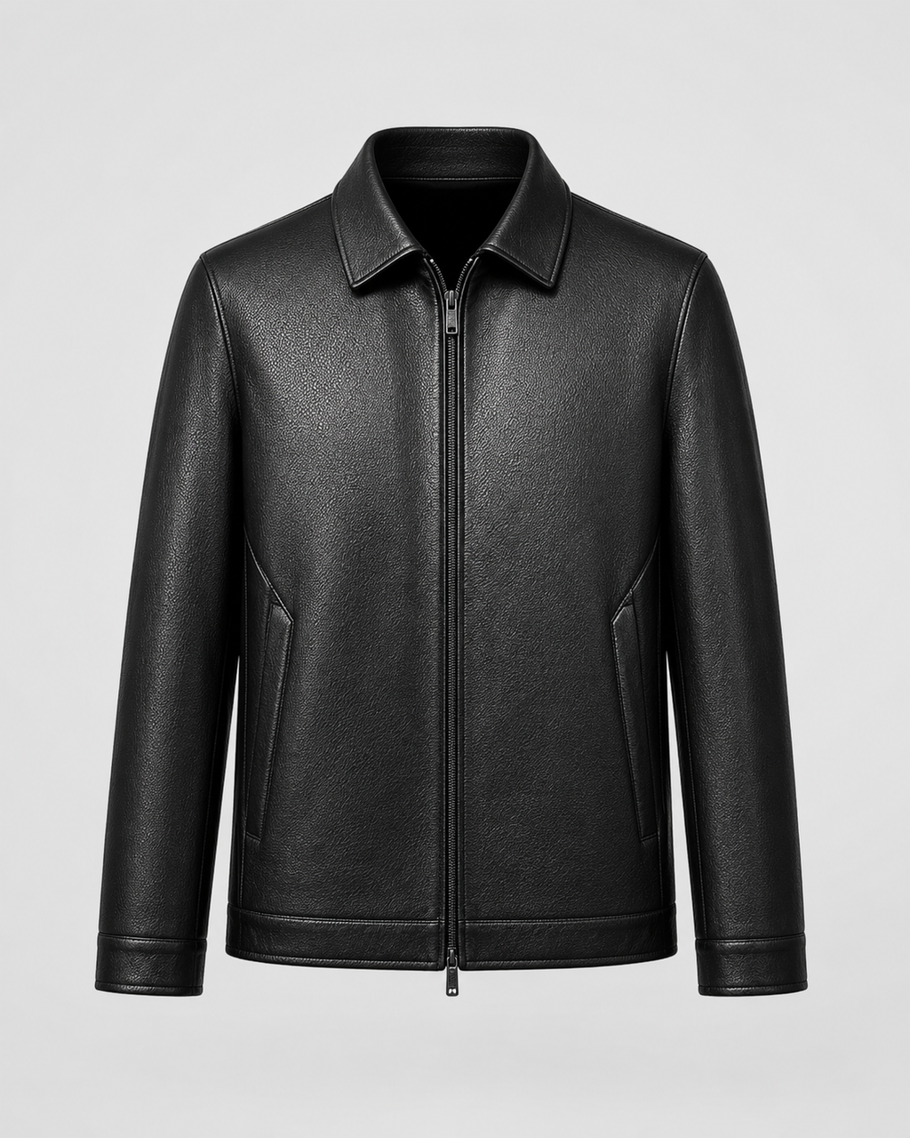 Oswin | PU Leather Zip Jacket with Classic Collar