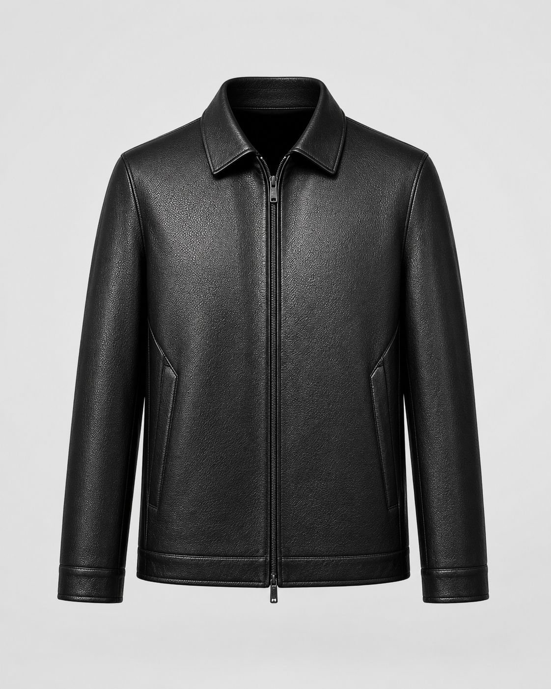 Oswin | PU Leather Zip Jacket with Classic Collar