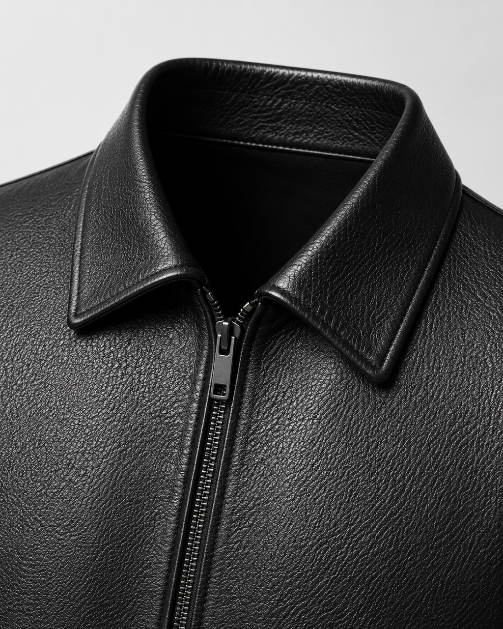 Oswin | PU Leather Zip Jacket with Classic Collar