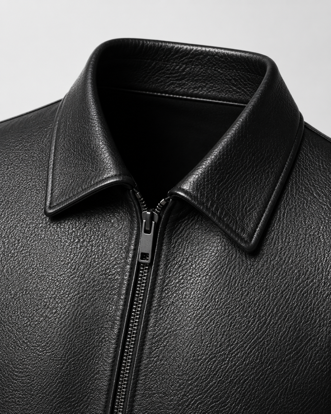 Oswin | PU Leather Zip Jacket with Classic Collar