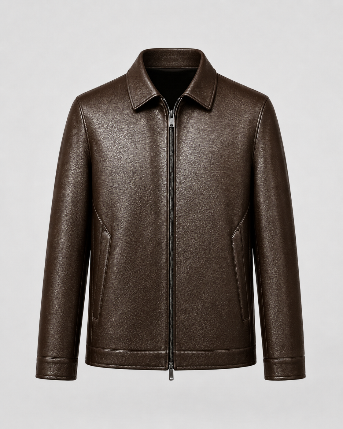 Oswin | PU Leather Zip Jacket with Classic Collar
