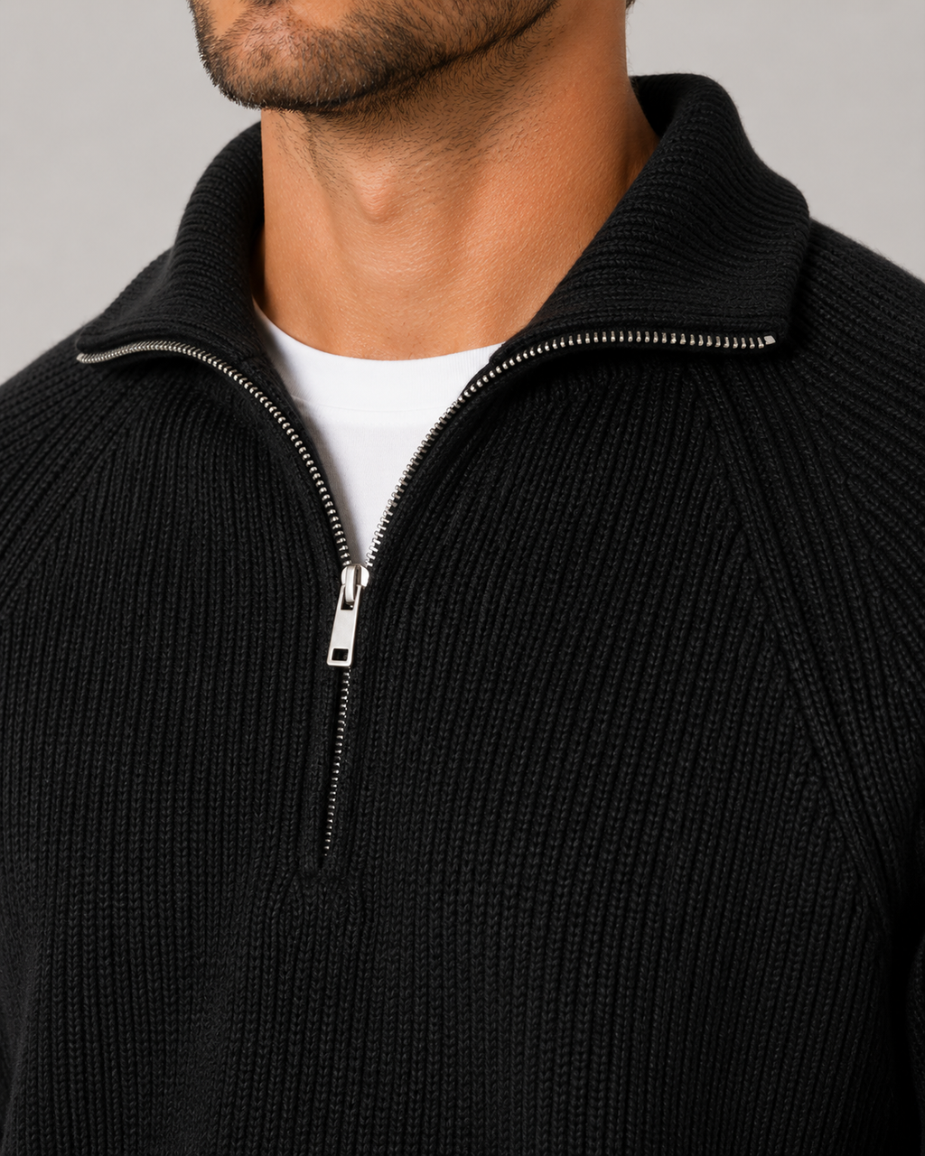 Linden | Quarter-Zip Ribbed Mock Neck Pullover
