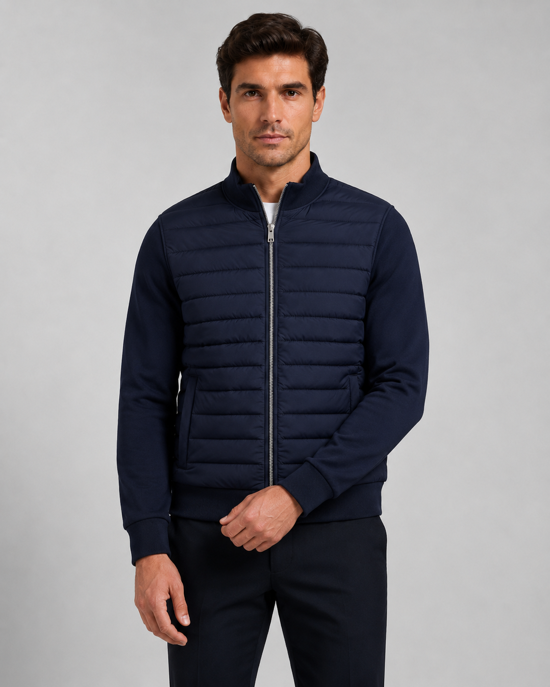 Tiernan | Quilted Hybrid Jacket with Knit Sleeves