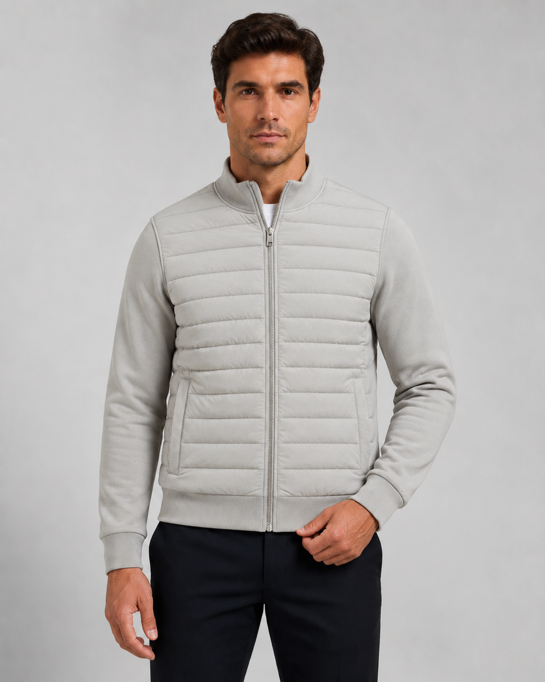 Tiernan | Quilted Hybrid Jacket with Knit Sleeves