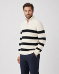 Caleb | Striped Half Zip Ribbed Pullover