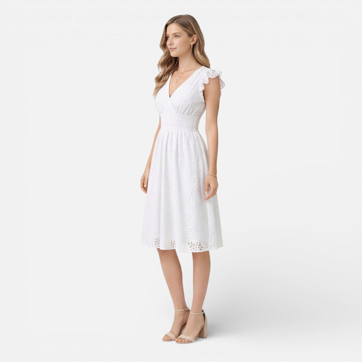Chloe | Cotton Lace Midi Dress