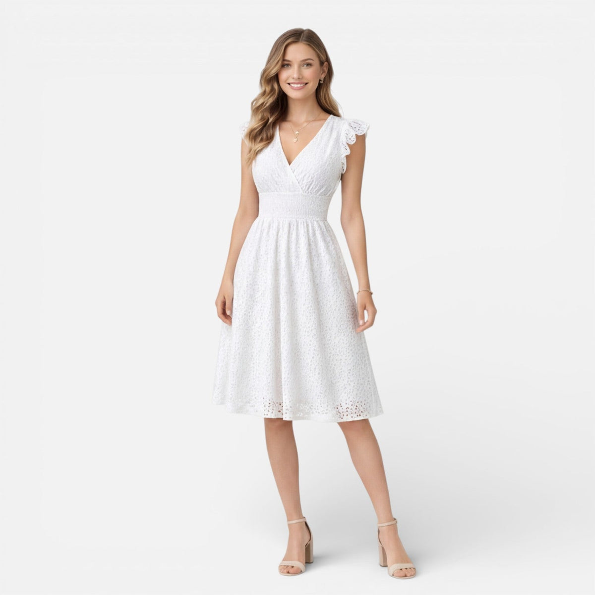 Chloe | Cotton Lace Midi Dress