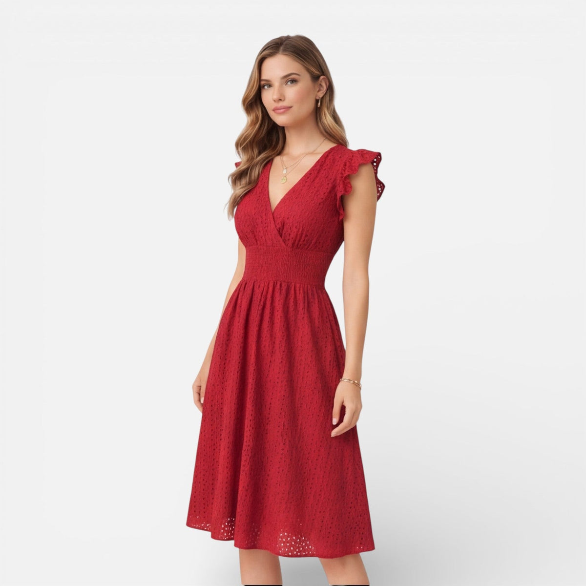 Chloe | Cotton Lace Midi Dress