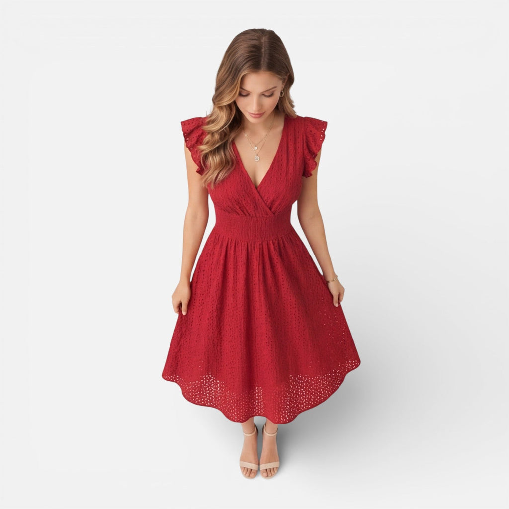 Chloe | Cotton Lace Midi Dress