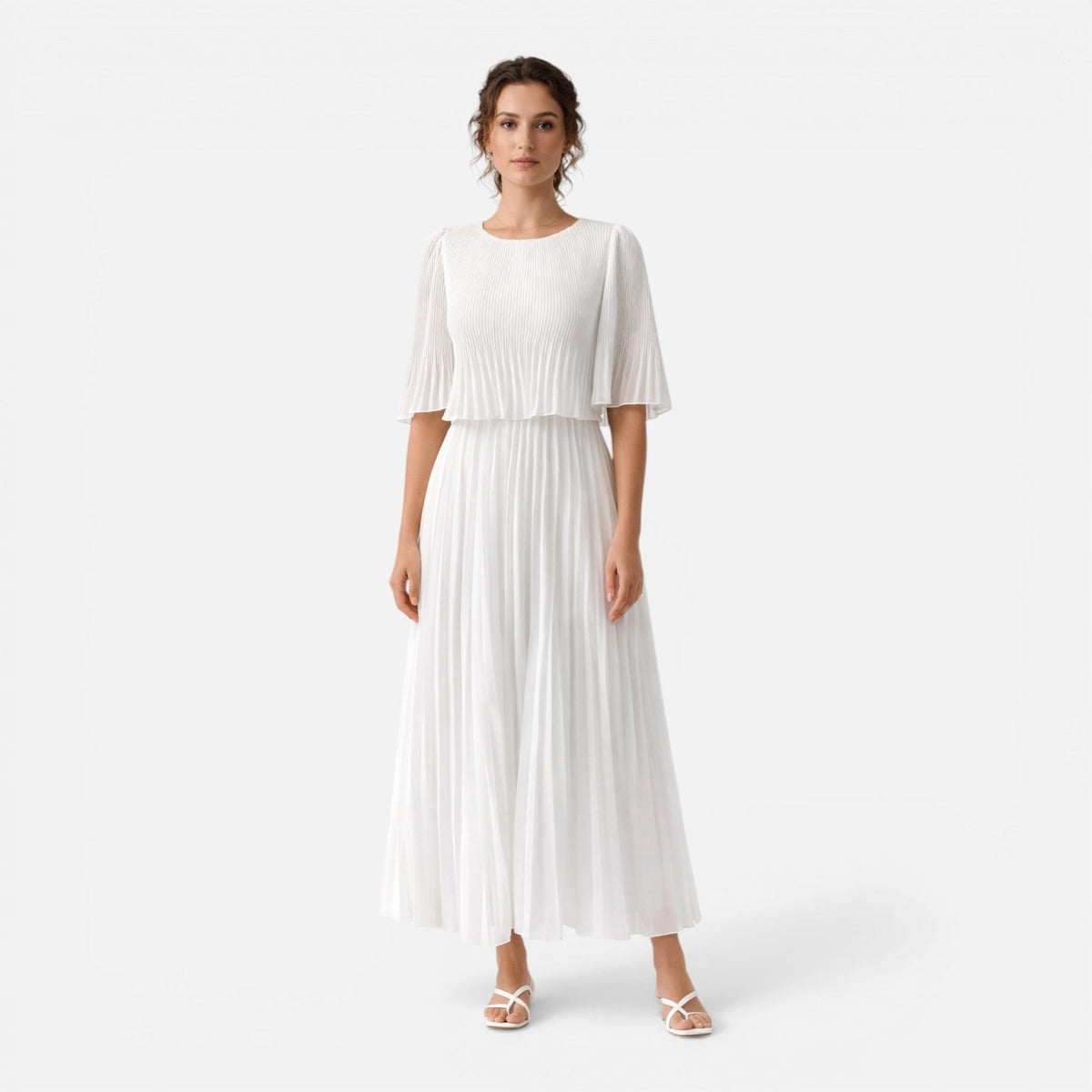 Yolanda | Chiffon Pleated Wedding Guest Maxi Dress